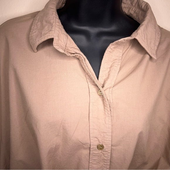 New XS Stateside Beige Tan Cotton Button Up Shirt Womens Neutral Lightweight - Picture 7 of 15